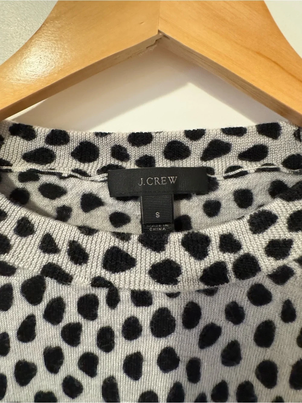 J. Crew Black and White Spotted Knit Top